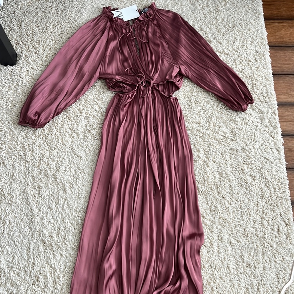 Satin effect cutout maxi dress